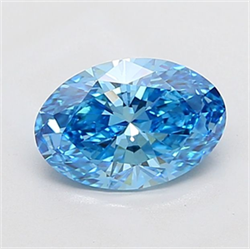 Picture of Lab Grown Diamond 2.03 Carats, Oval with  Cut, Fancy Vivid Blue Color, VS2 Clarity and Certified by IGI