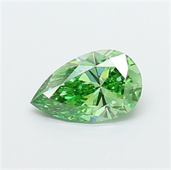 Picture of Lab Grown Diamond 1.34 Carats, Pear with  Cut, Fancy Vivid Green Color, VVS2 Clarity and Certified by IGI