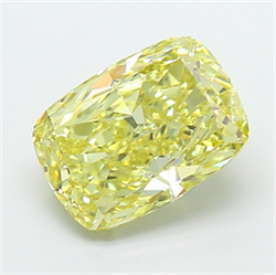 Picture of Lab Grown Diamond 3.55 Carats, CUSHION MODIFIED with  Cut, Fancy Intense Yellow Color, VVS2 Clarity and Certified by IGI