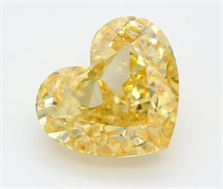 Picture of Lab Grown Diamond 1.28 Carats, Heart with  Cut, Fancy Vivid Yellow Color, VVS2 Clarity and Certified by IGI