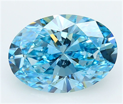 Picture of Lab Grown Diamond 4.15 Carats, Oval with  Cut, Fancy Vivid Blue Color, VS1 Clarity and Certified by IGI