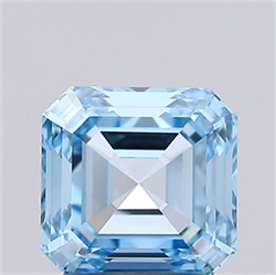 Picture of Lab Grown Diamond 1.50 Carats, Asscher with  Cut, Fancy Vivid Blue Color, VVS2 Clarity and Certified by IGI
