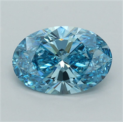 Picture of Lab Grown Diamond 1.54 Carats, Oval with  Cut, Fancy Vivid Blue Color, VS1 Clarity and Certified by IGI