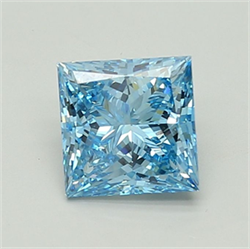 Picture of Lab Grown Diamond 2.64 Carats, Princess with  Cut, Fancy Vivid Blue Color, VS1 Clarity and Certified by IGI
