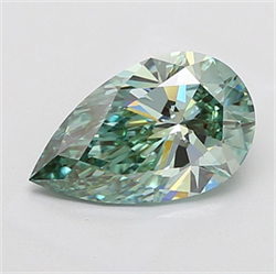 Picture of Lab Grown Diamond 3.09 Carats, Pear with  Cut, Fancy Vivid Green Color, VVS2 Clarity and Certified by IGI