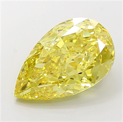 Picture of Lab Grown Diamond 6.00 Carats, Pear with  Cut, Fancy Intense Yellow Color, VS1 Clarity and Certified by IGI