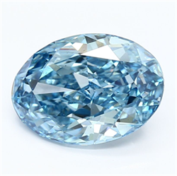 Picture of Lab Grown Diamond 4.01 Carats, Oval with  Cut, Fancy Vivid Blue Color, VS2 Clarity and Certified by IGI