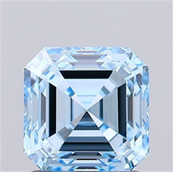 Picture of Lab Grown Diamond 1.51 Carats, Asscher with  Cut, Fancy Vivid Blue Color, IF Clarity and Certified by IGI