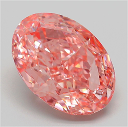 Picture of Lab Grown Diamond 6.33 Carats, Oval with  Cut, Fancy Vivid Pink Color, VS1 Clarity and Certified by IGI