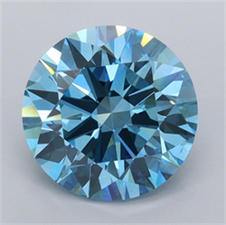 Picture of Lab Grown Diamond 2.55 Carats, Round with Ideal Cut, Fancy Vivid Blue Color, VVS2 Clarity and Certified by IGI