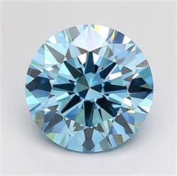 Picture of Lab Grown Diamond 2.04 Carats, Round with Ideal Cut, Fancy Vivid Blue Color, VS2 Clarity and Certified by IGI
