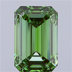 Picture of Lab Grown Diamond 5.05 Carats, Emerald with  Cut, Fancy Vivid Green Color, VS1 Clarity and Certified by IGI