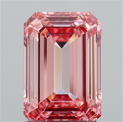 Picture of Lab Grown Diamond 1.59 Carats, Emerald with  Cut, Fancy Vivid Pink Color, VVS2 Clarity and Certified by IGI