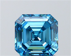 Picture of Lab Grown Diamond 1.56 Carats, Asscher with  Cut, Fancy Vivid Blue Color, VVS1 Clarity and Certified by IGI