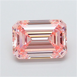 Picture of Lab Grown Diamond 2.59 Carats, Emerald with  Cut, Fancy Intense Pink Color, VVS2 Clarity and Certified by IGI