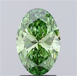 Picture of Lab Grown Diamond 2.07 Carats, Oval with  Cut, Fancy Vivid Green Color, VVS2 Clarity and Certified by IGI