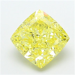 Picture of Lab Grown Diamond 3.09 Carats, CUSHION MODIFIED with  Cut, Fancy Intense Yellow Color, VS1 Clarity and Certified by IGI