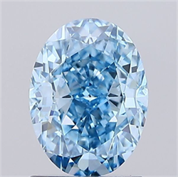 Picture of Lab Grown Diamond 1.66 Carats, Oval with  Cut, Fancy Vivid Blue Color, VVS2 Clarity and Certified by IGI