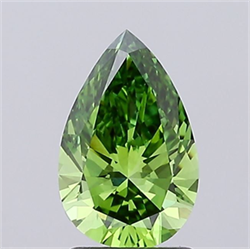 Picture of Lab Grown Diamond 1.50 Carats, Pear with  Cut, Fancy Vivid Green Color, VVS2 Clarity and Certified by IGI