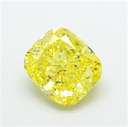 Picture of Lab Grown Diamond 3.01 Carats, CUSHION MODIFIED with  Cut, Fancy Vivid Yellow Color, VS2 Clarity and Certified by IGI