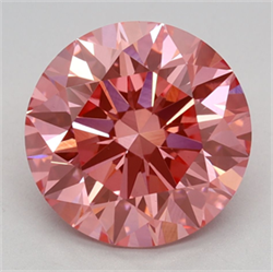 Picture of Lab Grown Diamond 3.04 Carats, Round with Ideal Cut, Fancy Vivid Pink Color, VVS2 Clarity and Certified by IGI