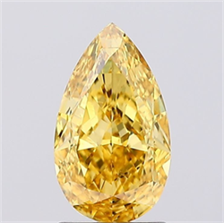 Picture of Lab Grown Diamond 1.74 Carats, Pear with  Cut, Fancy Vivid Yellow Color, VS1 Clarity and Certified by IGI