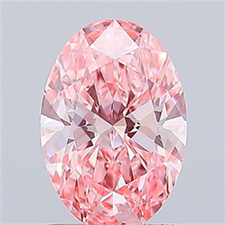 Picture of Lab Grown Diamond 1.23 Carats, Oval with  Cut, Fancy Vivid Pink Color, VVS1 Clarity and Certified by IGI