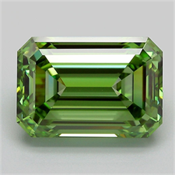 Picture of Lab Grown Diamond 6.05 Carats, Emerald with  Cut, Fancy Vivid Green Color, VVS2 Clarity and Certified by IGI