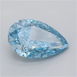Picture of Lab Grown Diamond 1.54 Carats, Pear with  Cut, Fancy Vivid Blue Color, VVS1 Clarity and Certified by IGI