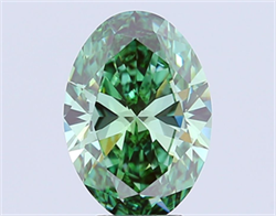 Picture of Lab Grown Diamond 6.08 Carats, Oval with  Cut, Fancy Vivid Green Color, VVS2 Clarity and Certified by IGI