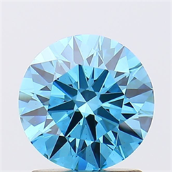 Picture of Lab Grown Diamond 1.42 Carats, Round with Ideal Cut, Fancy Vivid Blue Color, VS1 Clarity and Certified by IGI