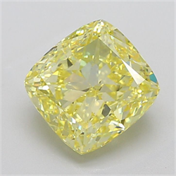 Picture of Lab Grown Diamond 6.09 Carats, CUSHION MODIFIED with  Cut, Fancy Intense Yellow Color, VS2 Clarity and Certified by IGI