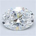 Natural Diamond 1.80 Carats, Oval with  Cut, D Color, VVS2 Clarity and Certified by GIA