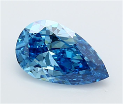 Picture of Lab Grown Diamond 1.50 Carats, Pear with  Cut, Fancy Vivid Blue Color, VS2 Clarity and Certified by IGI