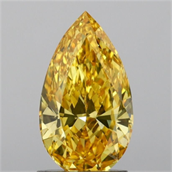 Picture of Lab Grown Diamond 1.58 Carats, Pear with  Cut, Fancy Vivid Yellow Color, VS1 Clarity and Certified by IGI