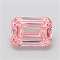Picture of Lab Grown Diamond 2.52 Carats, Emerald with  Cut, Fancy Vivid Pink Color, VVS2 Clarity and Certified by IGI