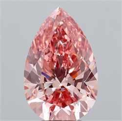 Picture of Lab Grown Diamond 3.72 Carats, Pear with  Cut, Fancy Vivid Pink Color, VS1 Clarity and Certified by IGI