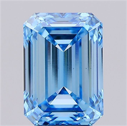Picture of Lab Grown Diamond 5.01 Carats, Emerald with  Cut, Fancy Vivid Blue Color, VS2 Clarity and Certified by IGI