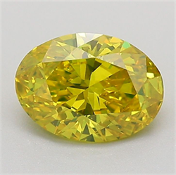 Picture of Lab Grown Diamond 1.30 Carats, Oval with  Cut, Fancy Vivid Yellow Color, VS2 Clarity and Certified by IGI