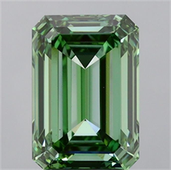 Picture of Lab Grown Diamond 3.42 Carats, Emerald with  Cut, Fancy Vivid Green Color, VS1 Clarity and Certified by IGI