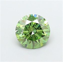 Picture of Lab Grown Diamond 1.51 Carats, Round with Excellent Cut, Fancy Vivid Green Color, VS2 Clarity and Certified by IGI