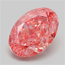 Picture of Lab Grown Diamond 3.03 Carats, Oval with  Cut, Fancy Vivid Pink Color, VS2 Clarity and Certified by IGI