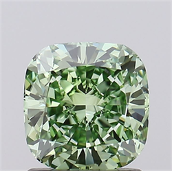 Picture of Lab Grown Diamond 1.42 Carats, CUSHION MODIFIED with  Cut, Fancy Vivid Green Color, VS2 Clarity and Certified by IGI