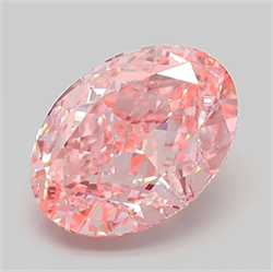 Picture of Lab Grown Diamond 3.31 Carats, Oval with  Cut, Fancy Vivid Pink Color, VVS2 Clarity and Certified by IGI
