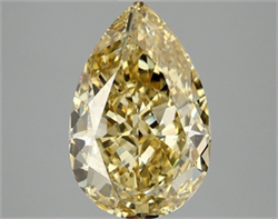 Picture of Lab Grown Diamond 4.02 Carats, Pear with  Cut, Fancy Intense Yellow Color, VS1 Clarity and Certified by IGI