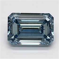 Picture of Lab Grown Diamond 1.70 Carats, Emerald with  Cut, Fancy Vivid Blue Color, VS2 Clarity and Certified by IGI