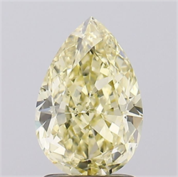 Picture of Lab Grown Diamond 2.02 Carats, Pear with  Cut, Fancy Yellow Color, VVS2 Clarity and Certified by IGI