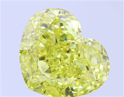 Picture of Lab Grown Diamond 13.03 Carats, Heart with  Cut, Fancy Intense Yellow Color, VS1 Clarity and Certified by IGI