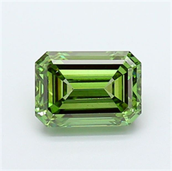 Picture of Lab Grown Diamond 1.24 Carats, Emerald with  Cut, Fancy Vivid Green Color, VS2 Clarity and Certified by IGI