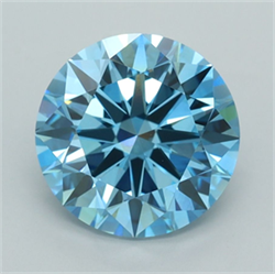 Picture of Lab Grown Diamond 3.00 Carats, Round with Ideal Cut, Fancy Vivid Blue Color, VVS2 Clarity and Certified by IGI